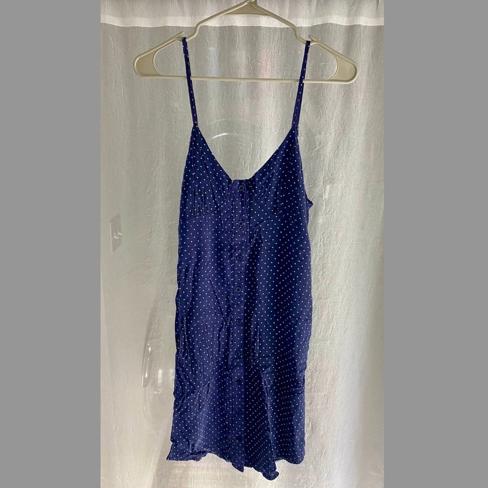 Mimi Chica M navy and white polka dot dress with pockets